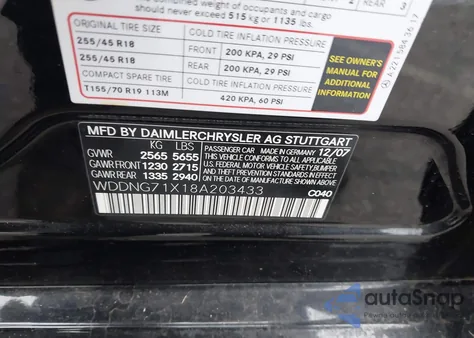 2008 Mercedes-Benz S 550 from USA, damaged, VIN WDDNG71X18A203433